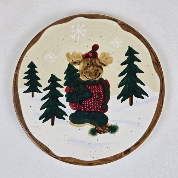 Set of 4 Winter Critter Stoneware Beverage Coasters Cork Backing Round Glazed - Picture 3 of 8
